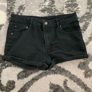 black jean shorts
